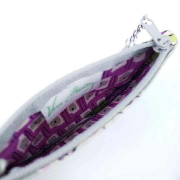 Vera Bradley Watercolor Zip Clip ID Bag Floral Fabric Gray Purple 5x3 - Picture 3 of 3